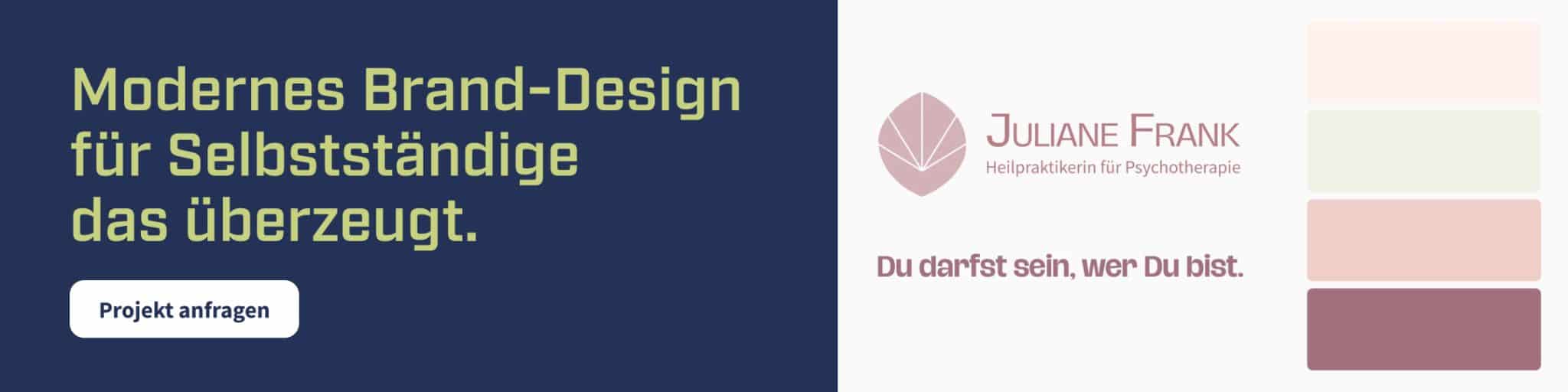 Modernes Brand-Design für Selbstständige, das überzeugt: Logo und Farbpalette als Beispiel